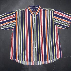 417 Van Heusen Vintage 90s Multicolor Button Down Shirt Cotton Men's Size XL